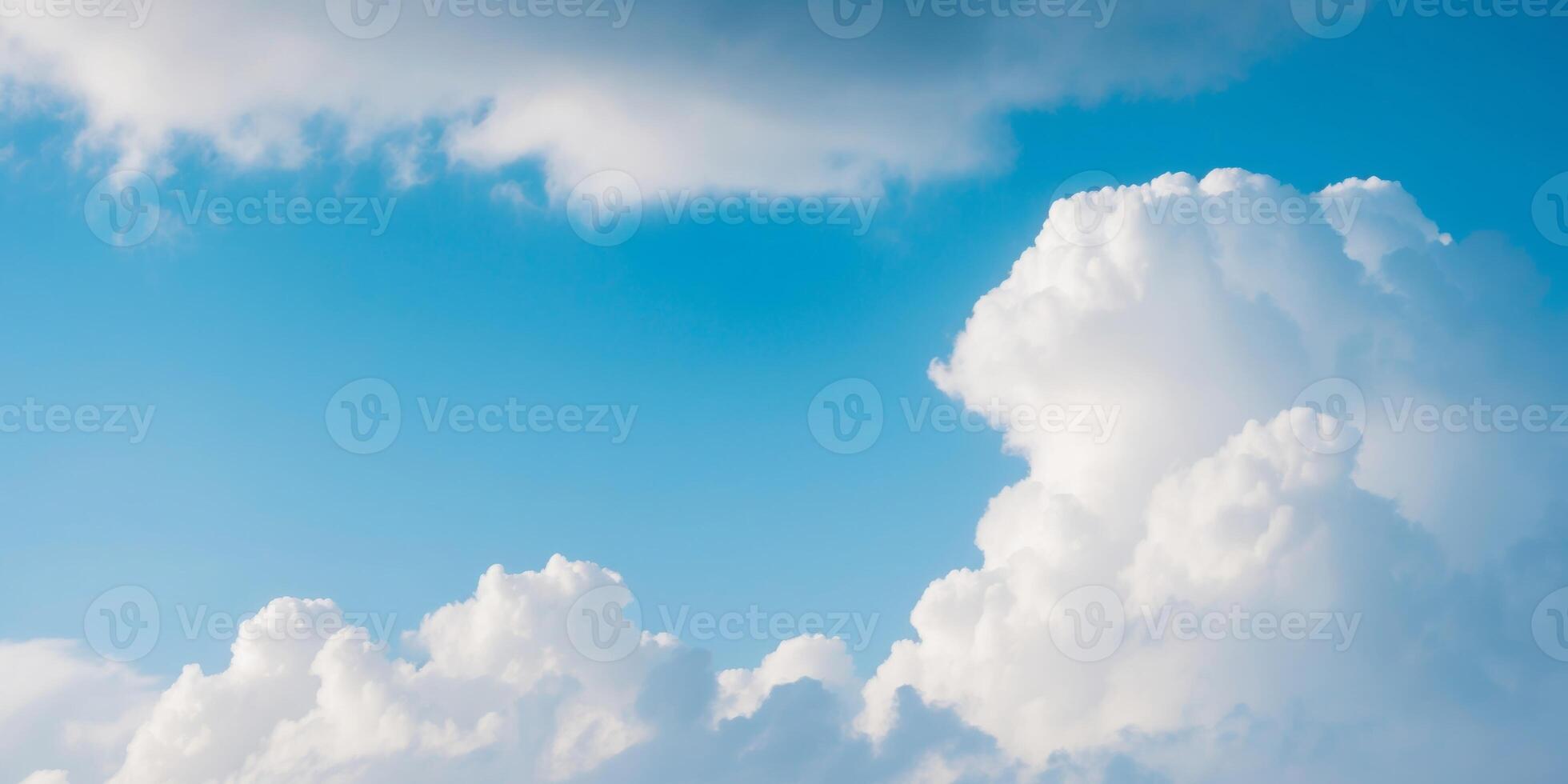 heaven like bright blue sky with white clouds background. photo