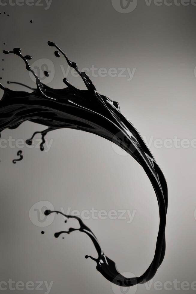 bold black liquid splash swirling gracefully creating striking visual impact. photo