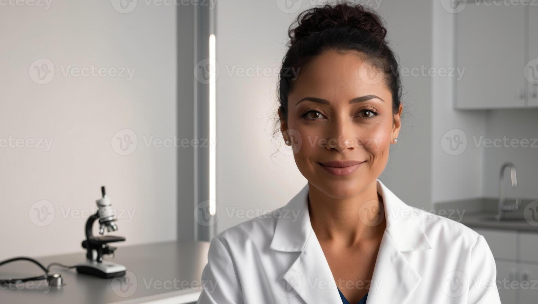 An art generator interpreting the concept of female scientists in medicine. photo