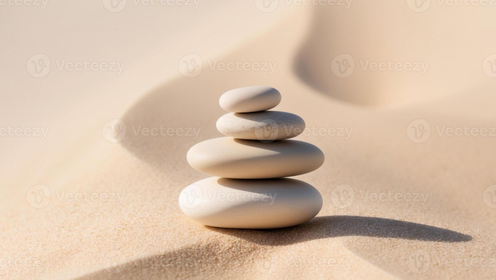 A stack of pebbles sitting on top of each other on a beach. photo