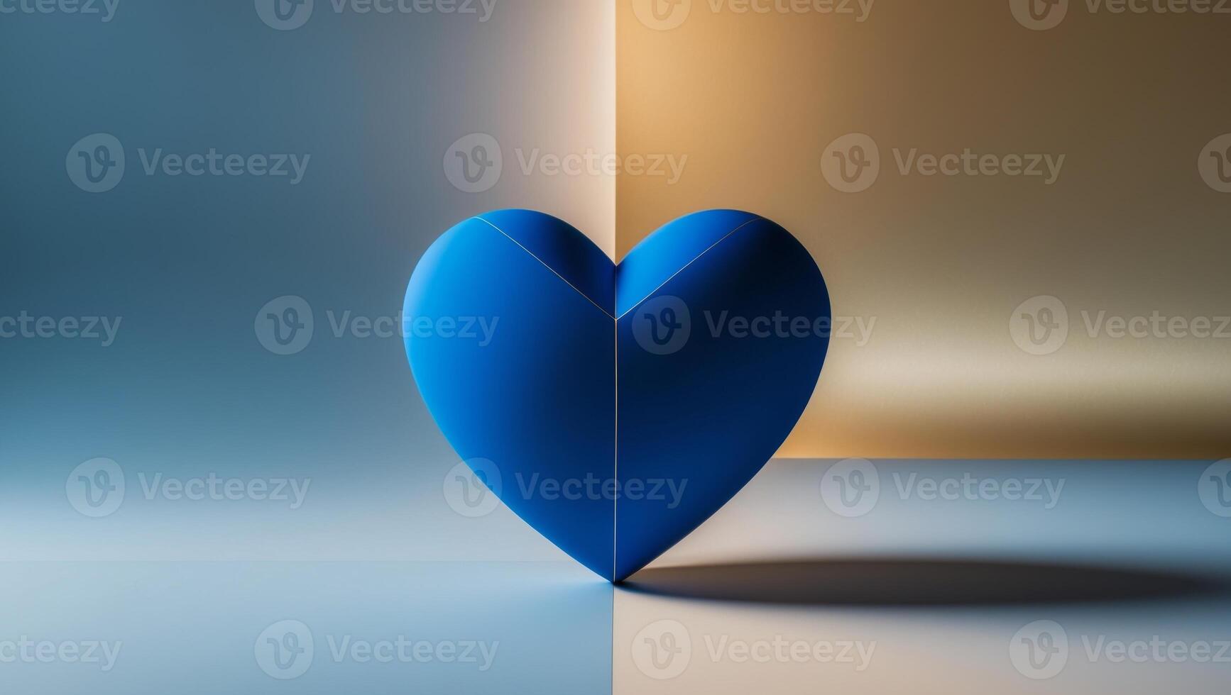 A stylized blue heart on a blue and gold background. photo