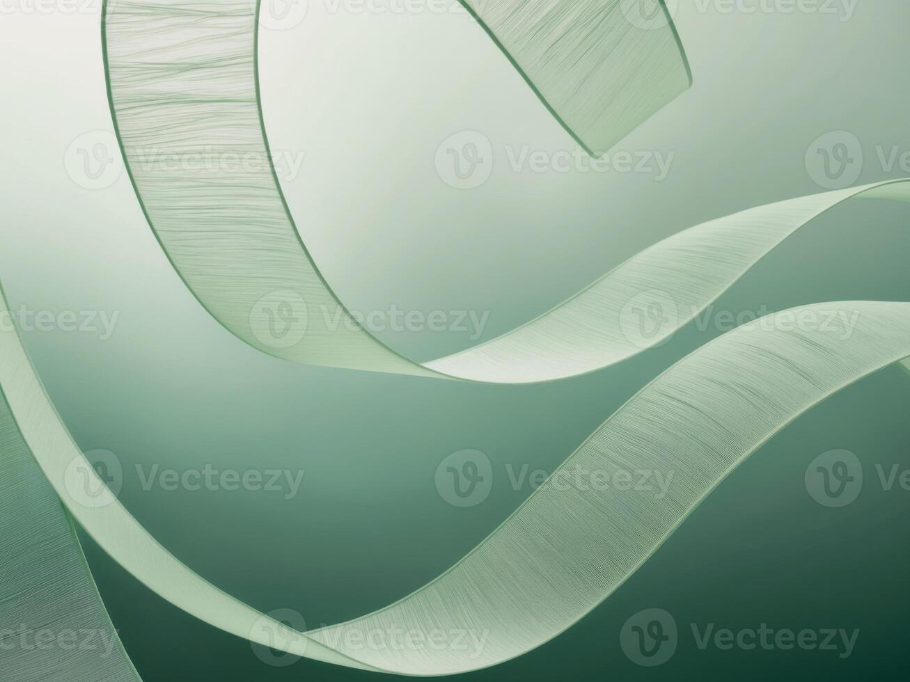 Abstract Digital Artwork with Flowing Green Ribbons on Gradient Background. photo