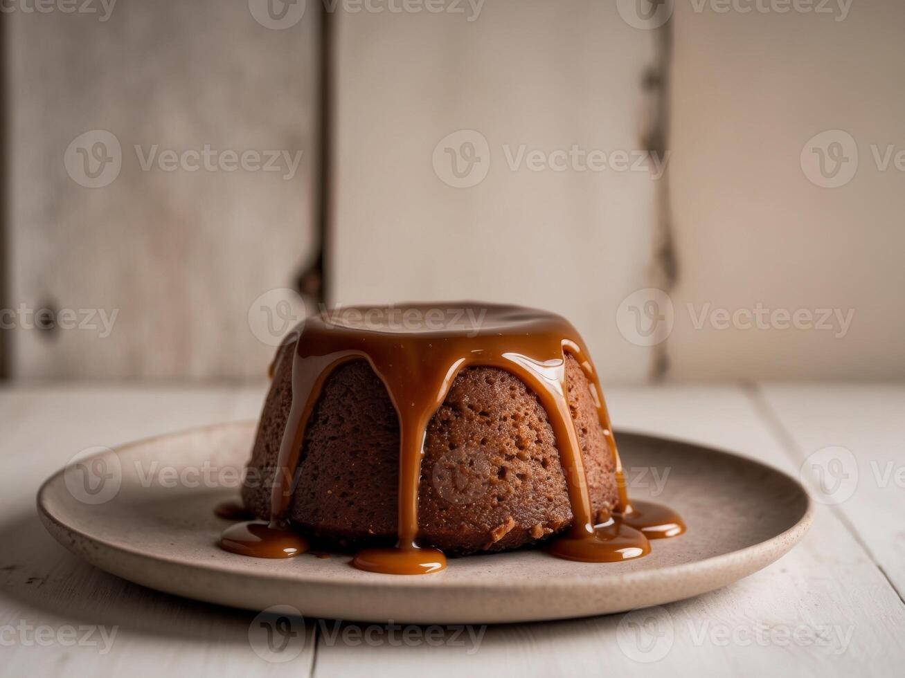Rustic Sticky Toffee Pudding with Caramel Glaze. photo