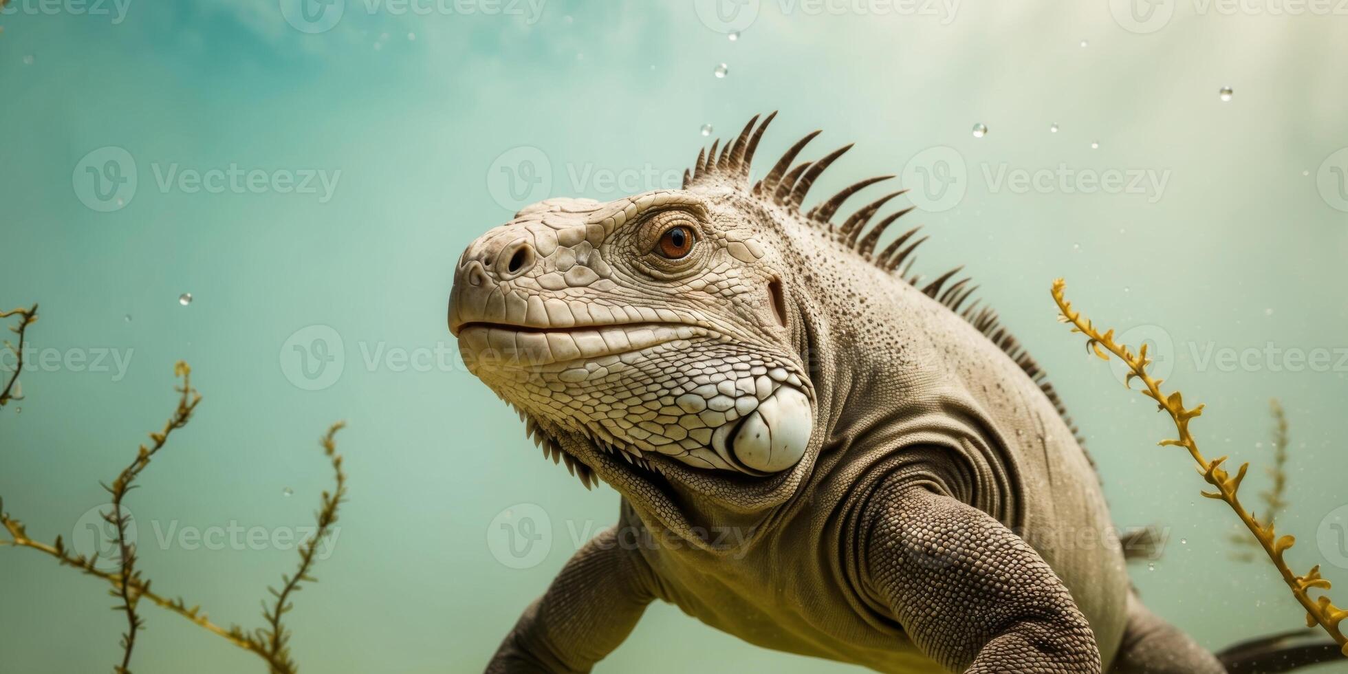 Close up view of Marine iguana under the sea. photo