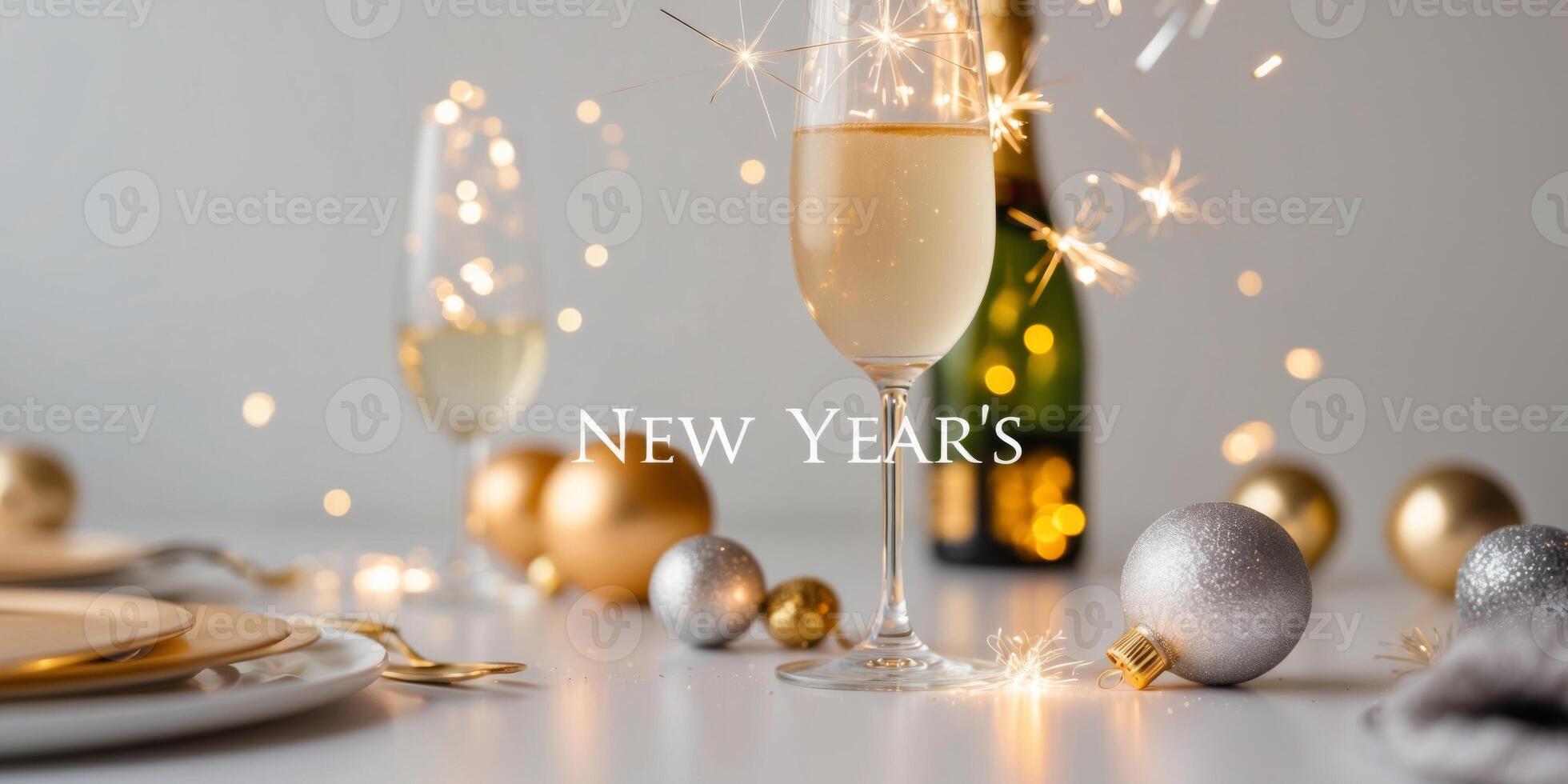 Festive Sparkles and Warm Lighting for New Year Celebration. photo