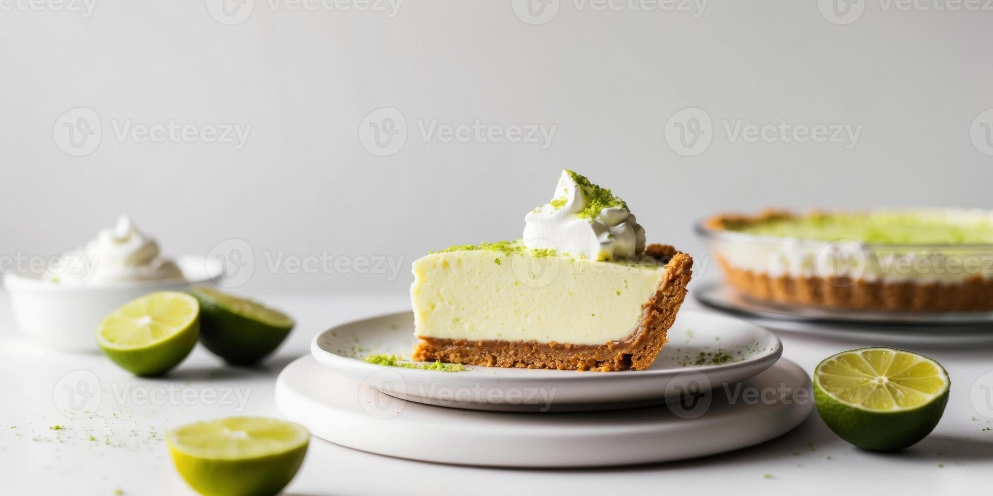 Summer Bliss Tangy Key Lime Pie Served a Crunchy Graham Cracker Crust. photo