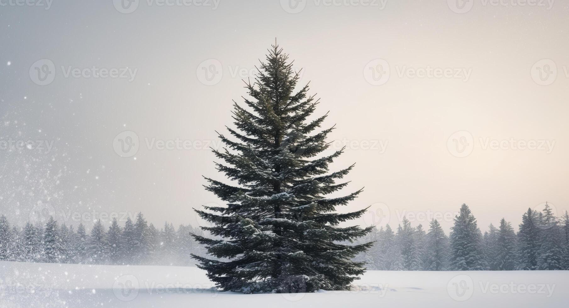 Winter background with fir tree and snow. photo