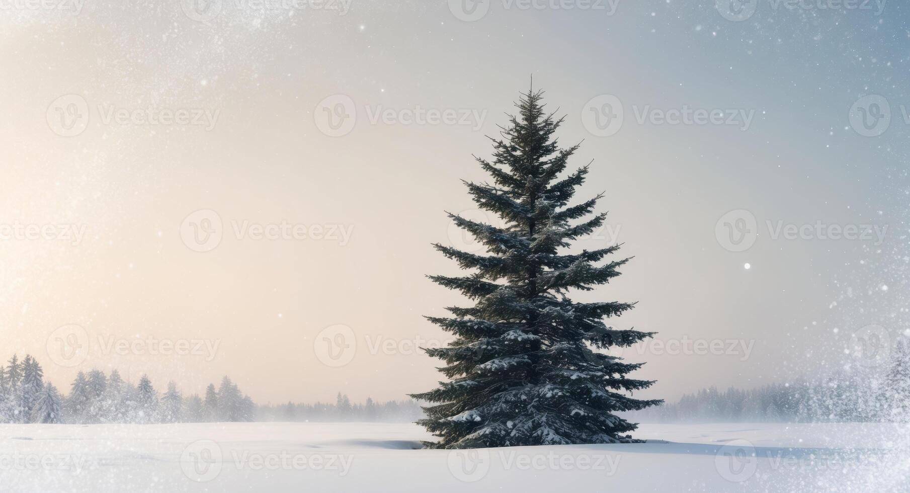 Winter background with fir tree and snow. photo