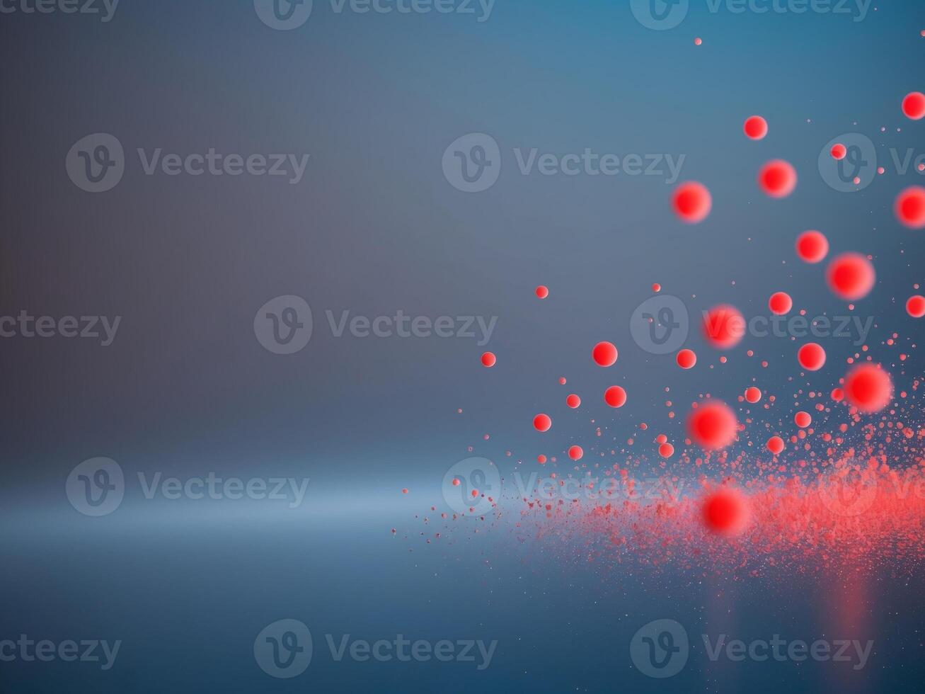 Abstract digital landscape with glowing red dots. photo