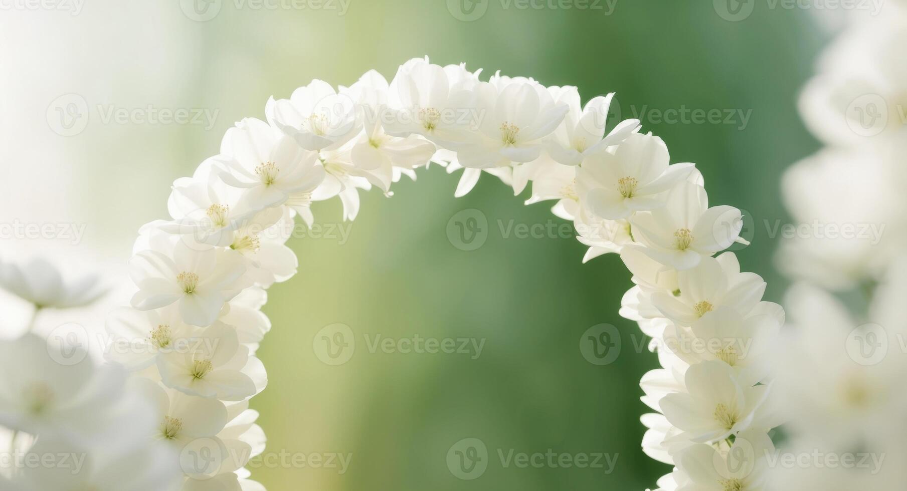 A Floral Archway with a Blurred Green Background. photo