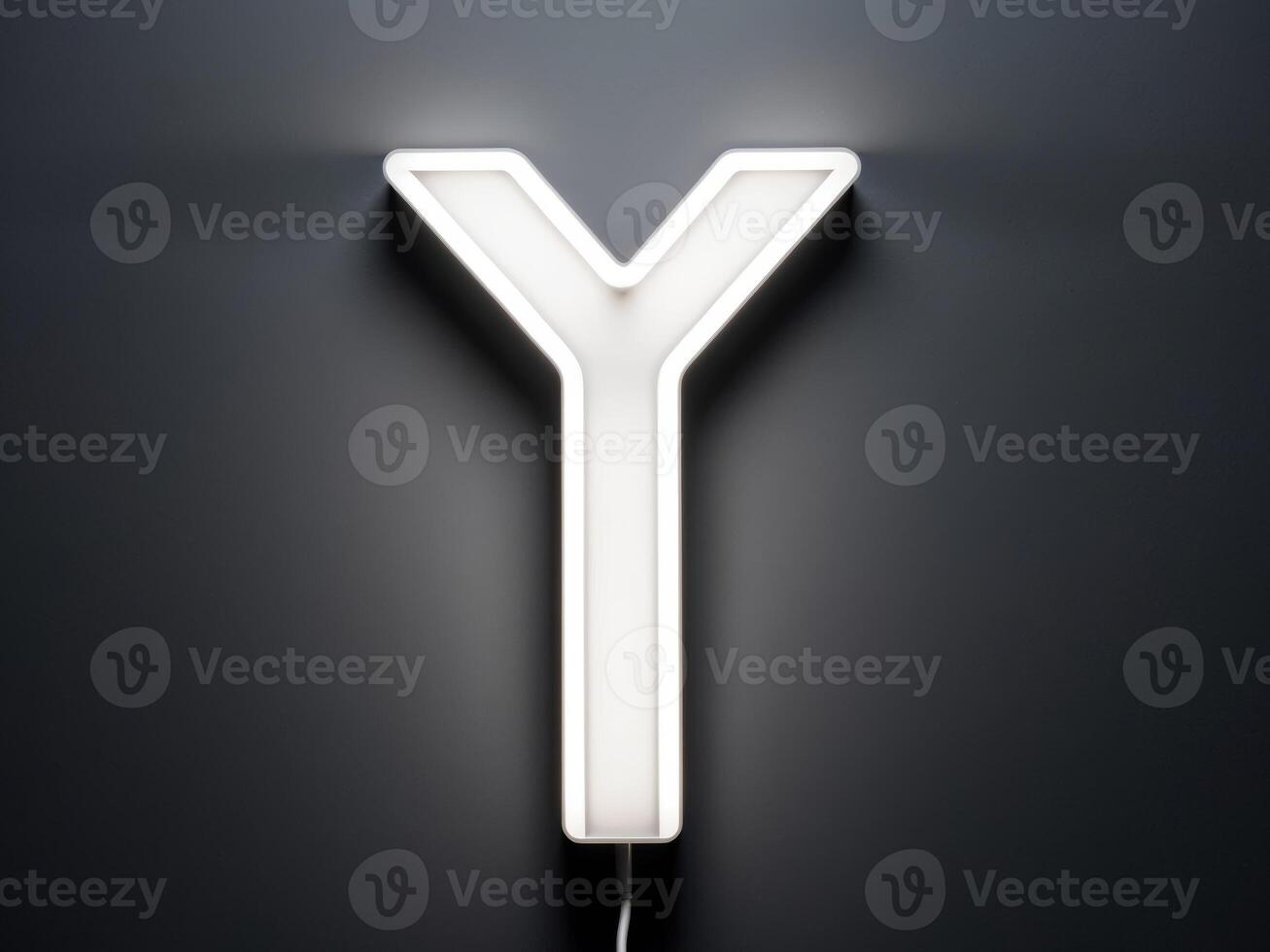Electric light forming letter Y on black background. photo