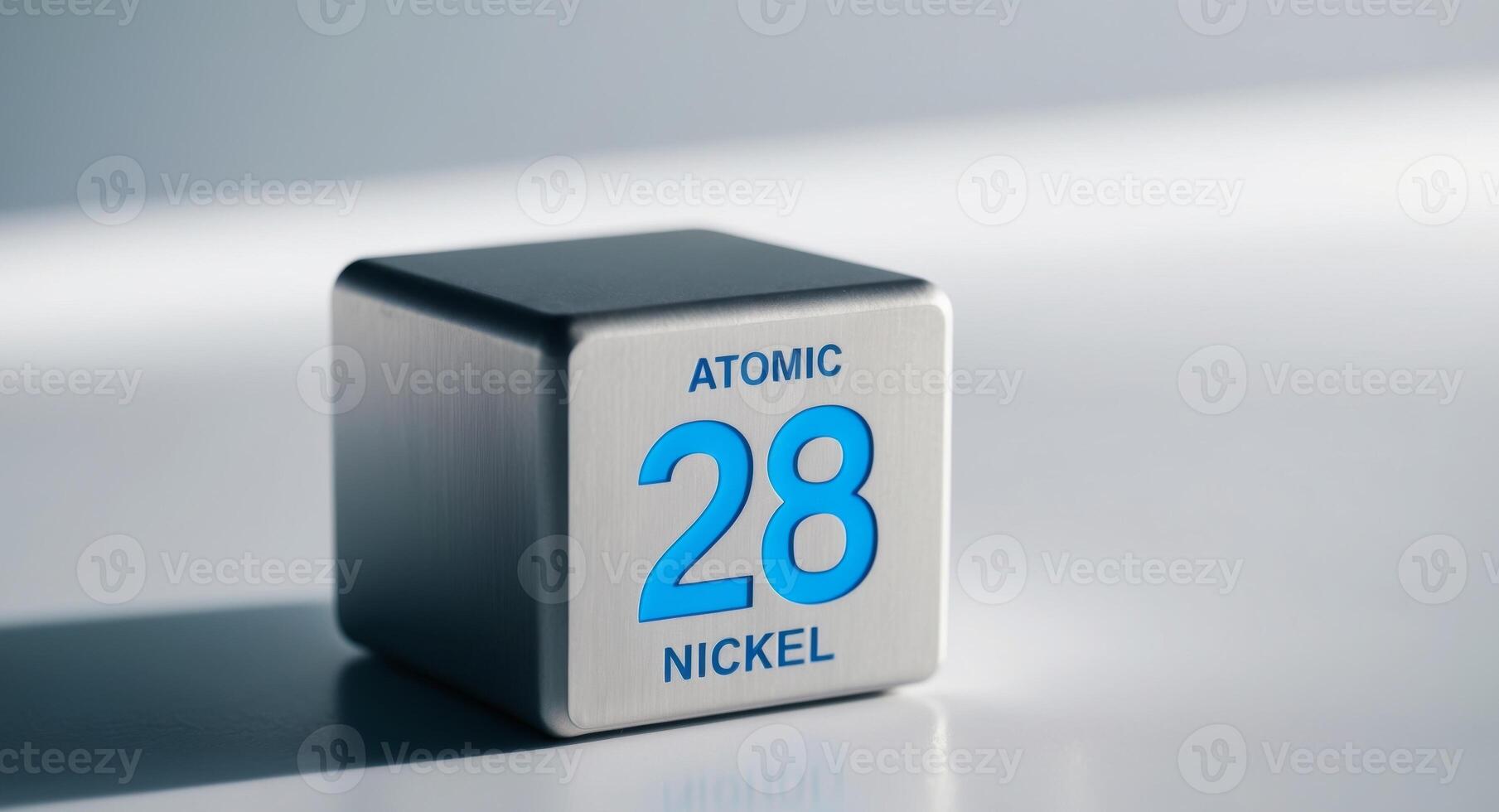 Cube with Nickel number 28 periodic table. photo