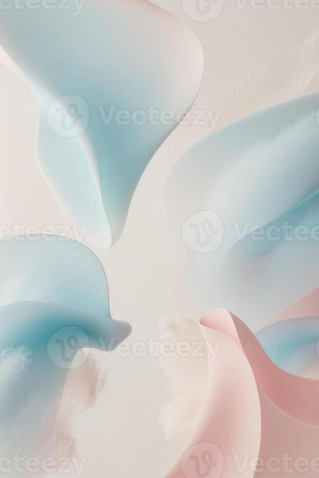 abstract pastel blue pink background with flowing shapes soft gradients. photo