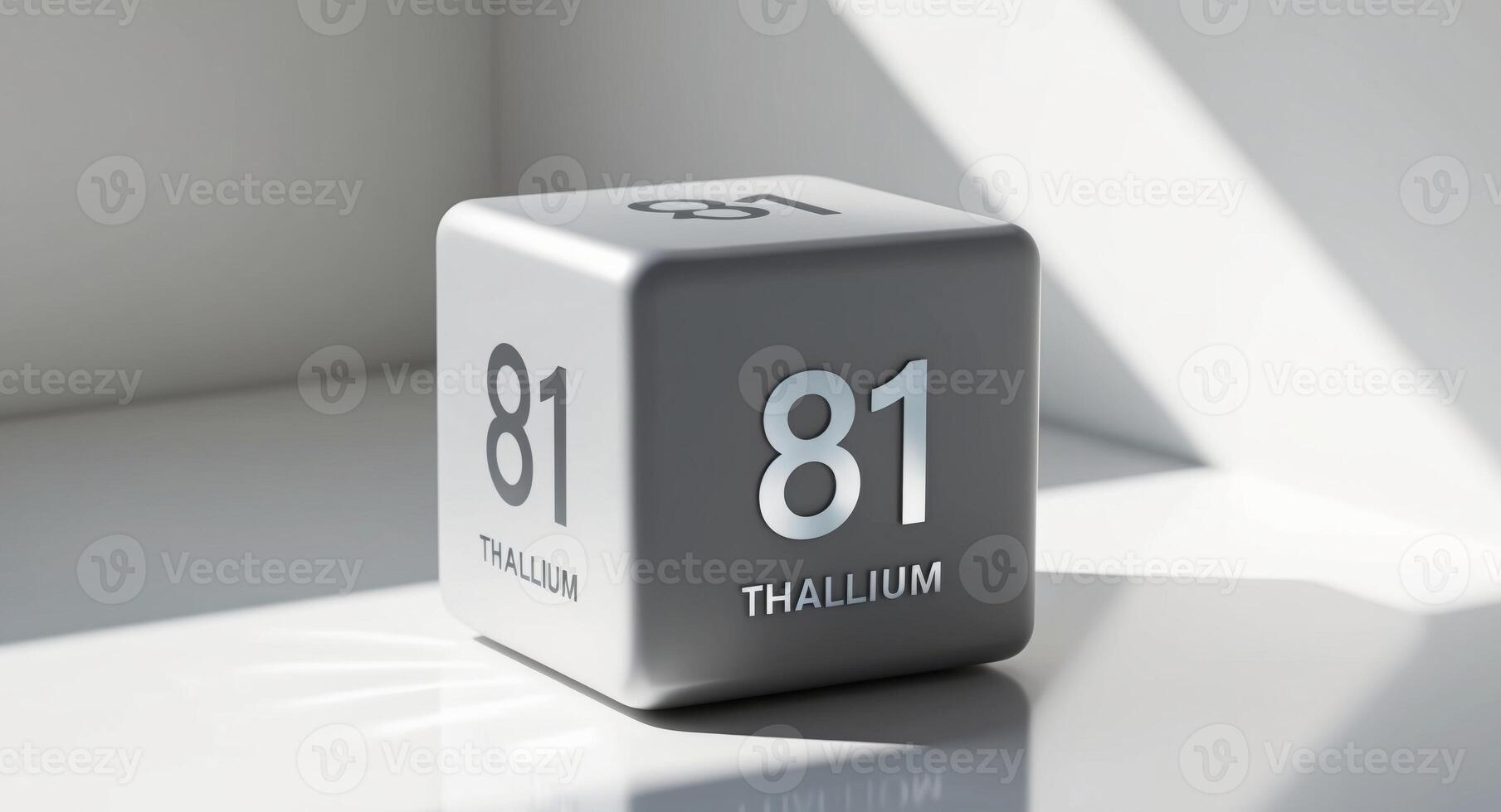 Cube with Thallium number 81 periodic table. photo