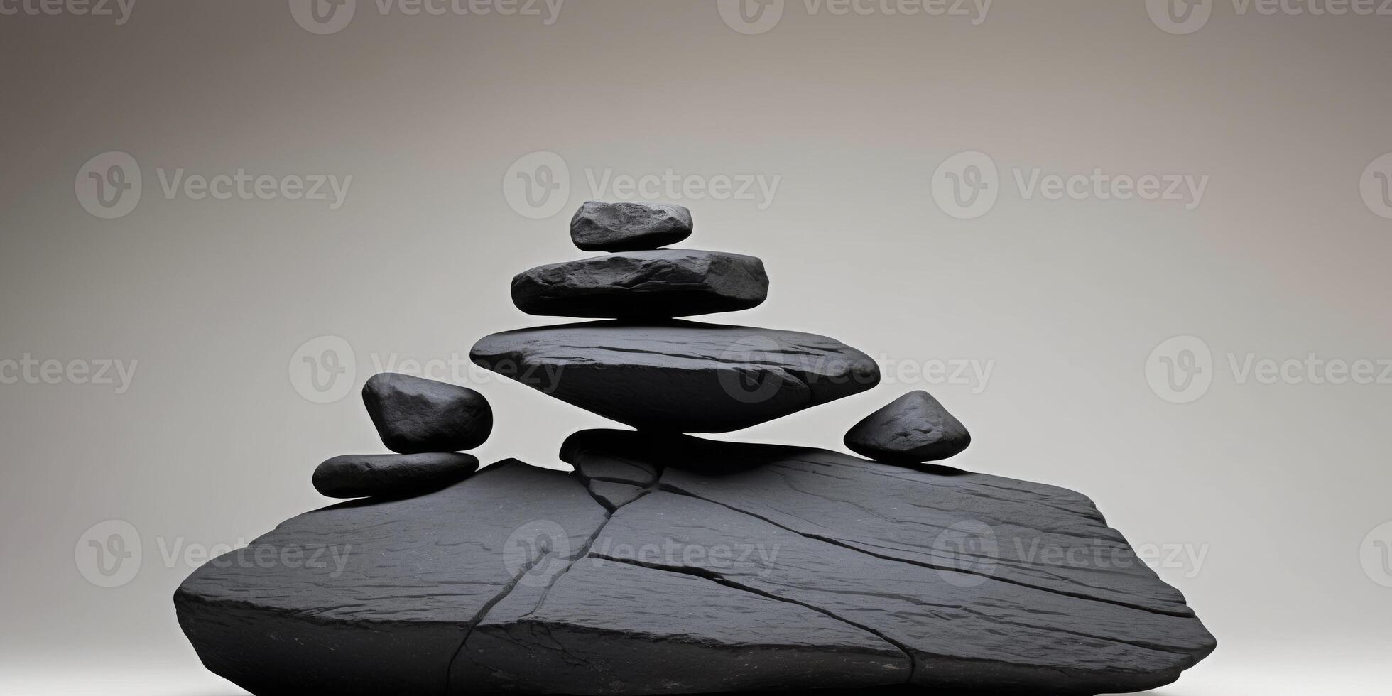 Natural Black Rock Formation in Diverse Shapes. photo