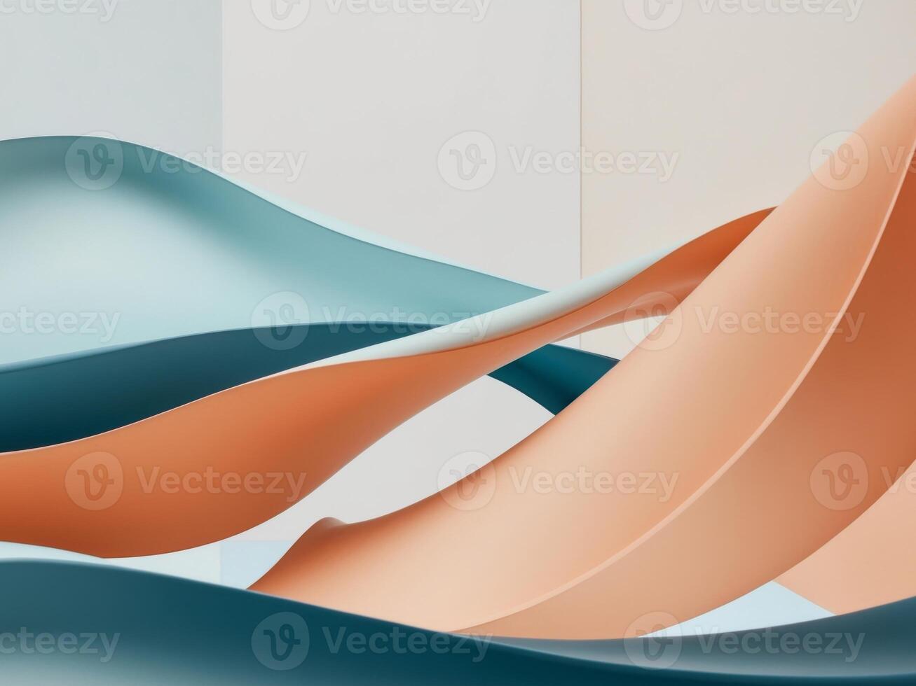 Flowing abstract waves of blue and orange. photo