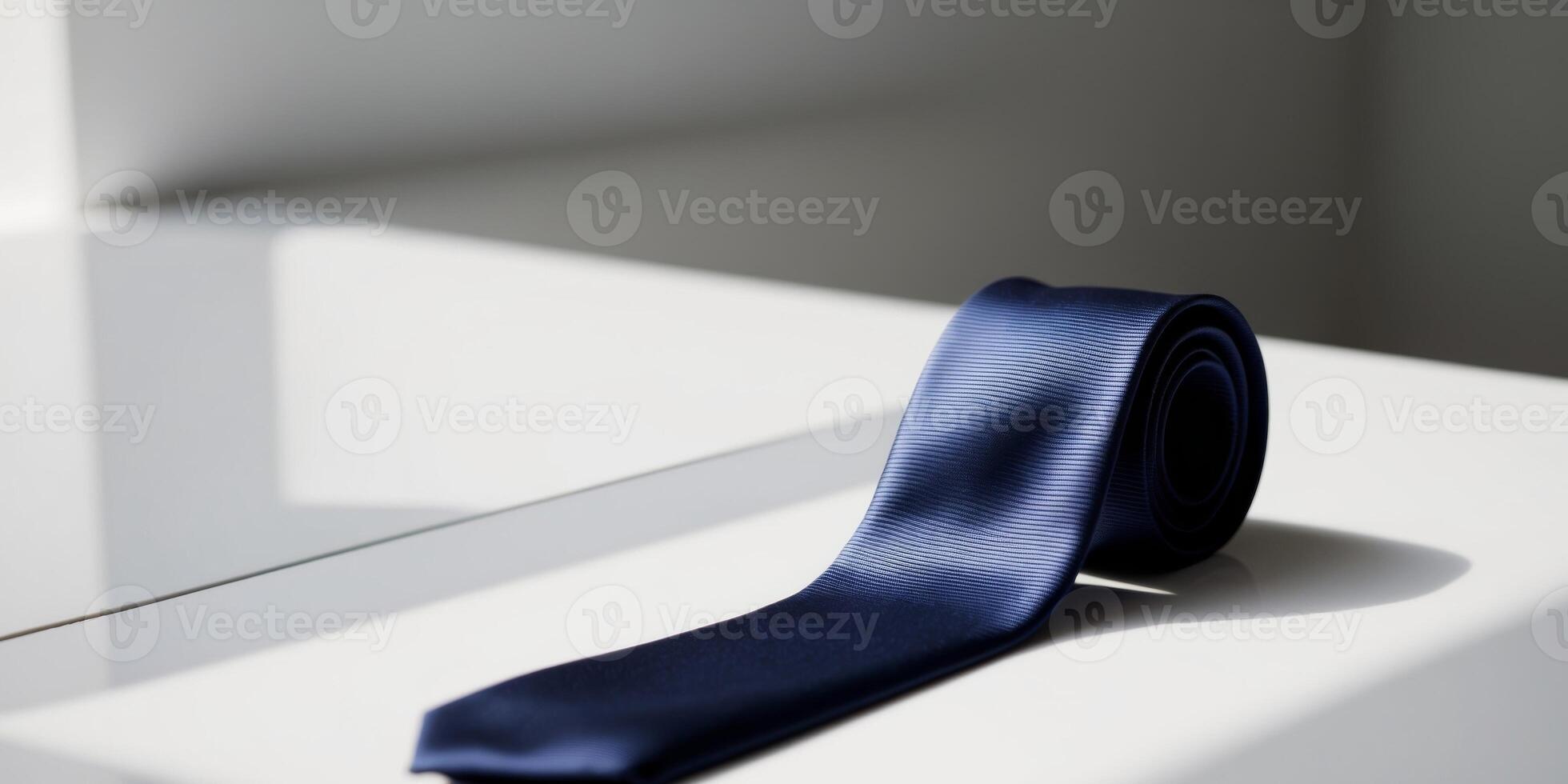 Navy Blue Silk Tie - Formal Business Accessory. photo