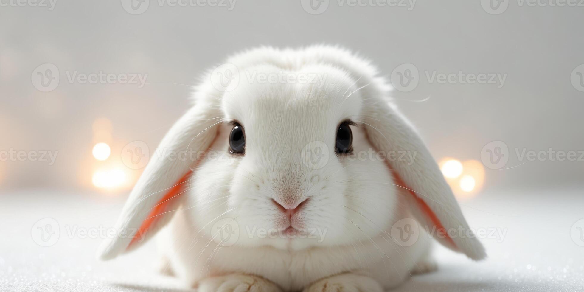 Cute bunny looking curiously at the camera with a sparkling background. photo