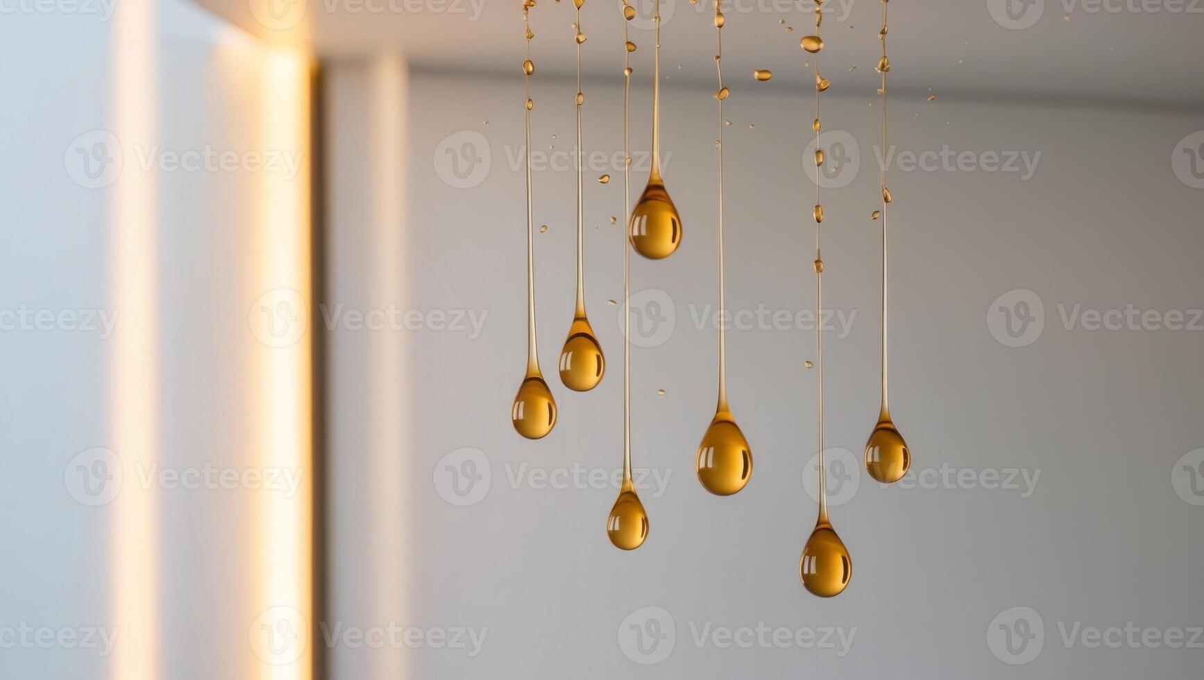 Golden droplets in motion perfect for luxury or health themes. photo