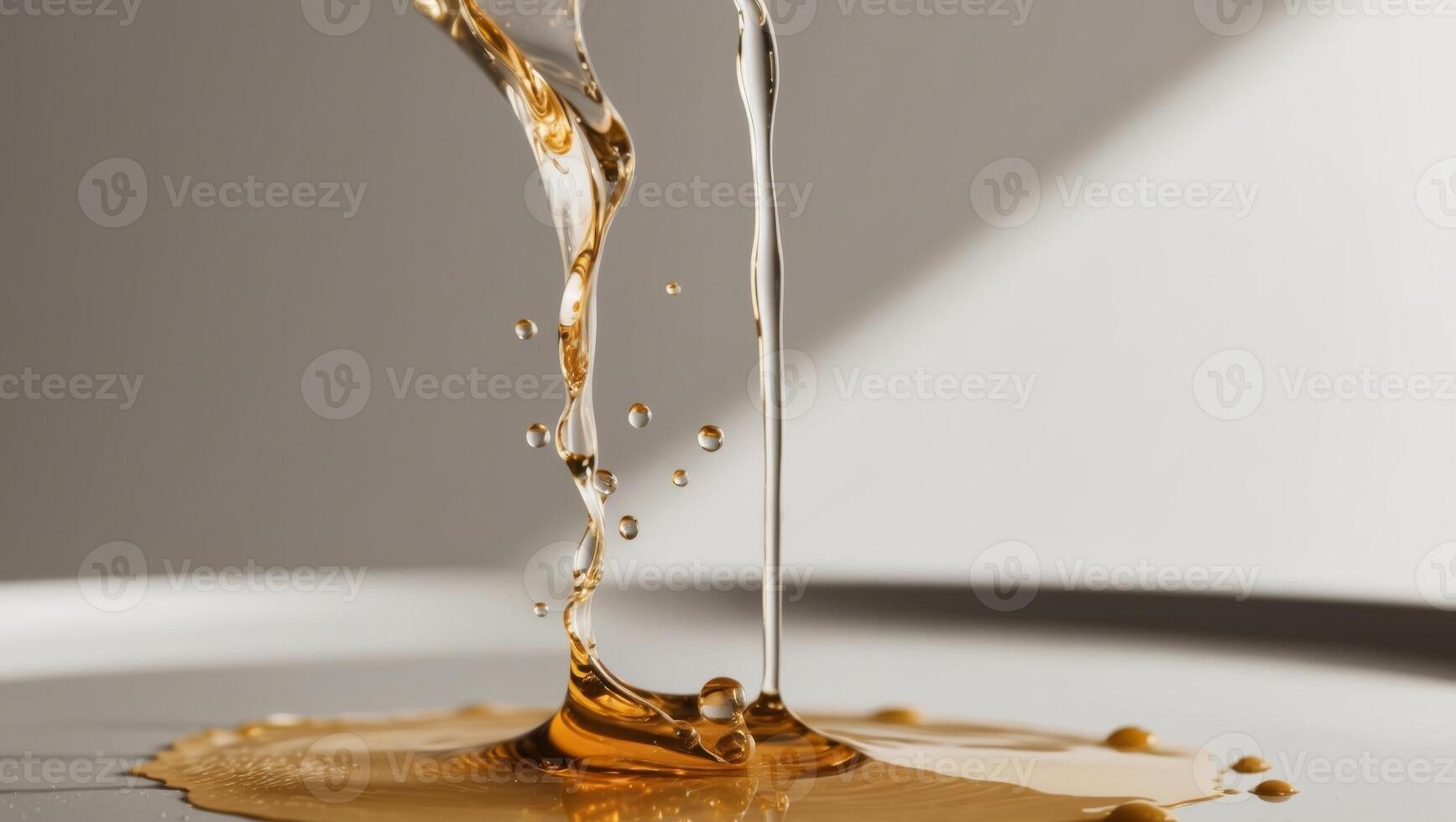 Golden droplets of liquid perfect for a luxurious or healthy theme. photo