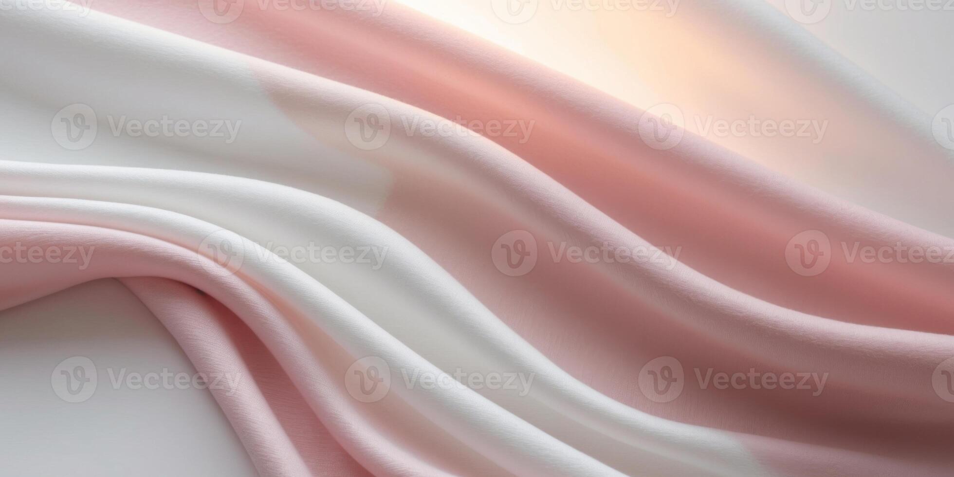 Pink and white fabric waves with a soft gradient of light. photo