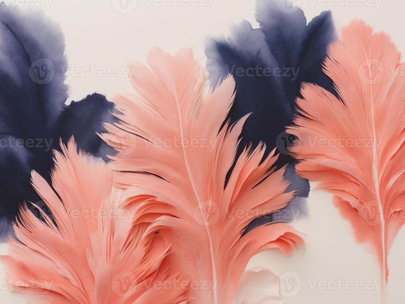 Abstract Watercolor Background Coral Navy. photo