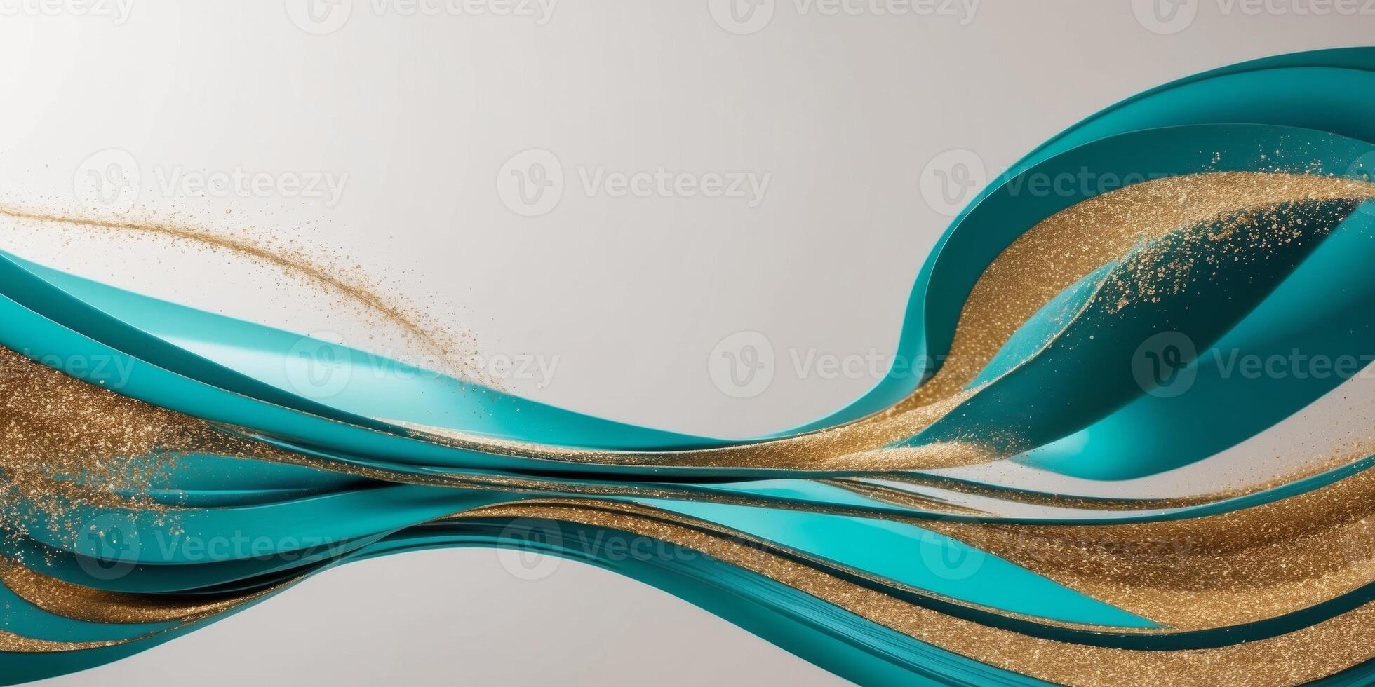 Abstract Swirls of Turquoise and Gold with Glittering Accents. photo