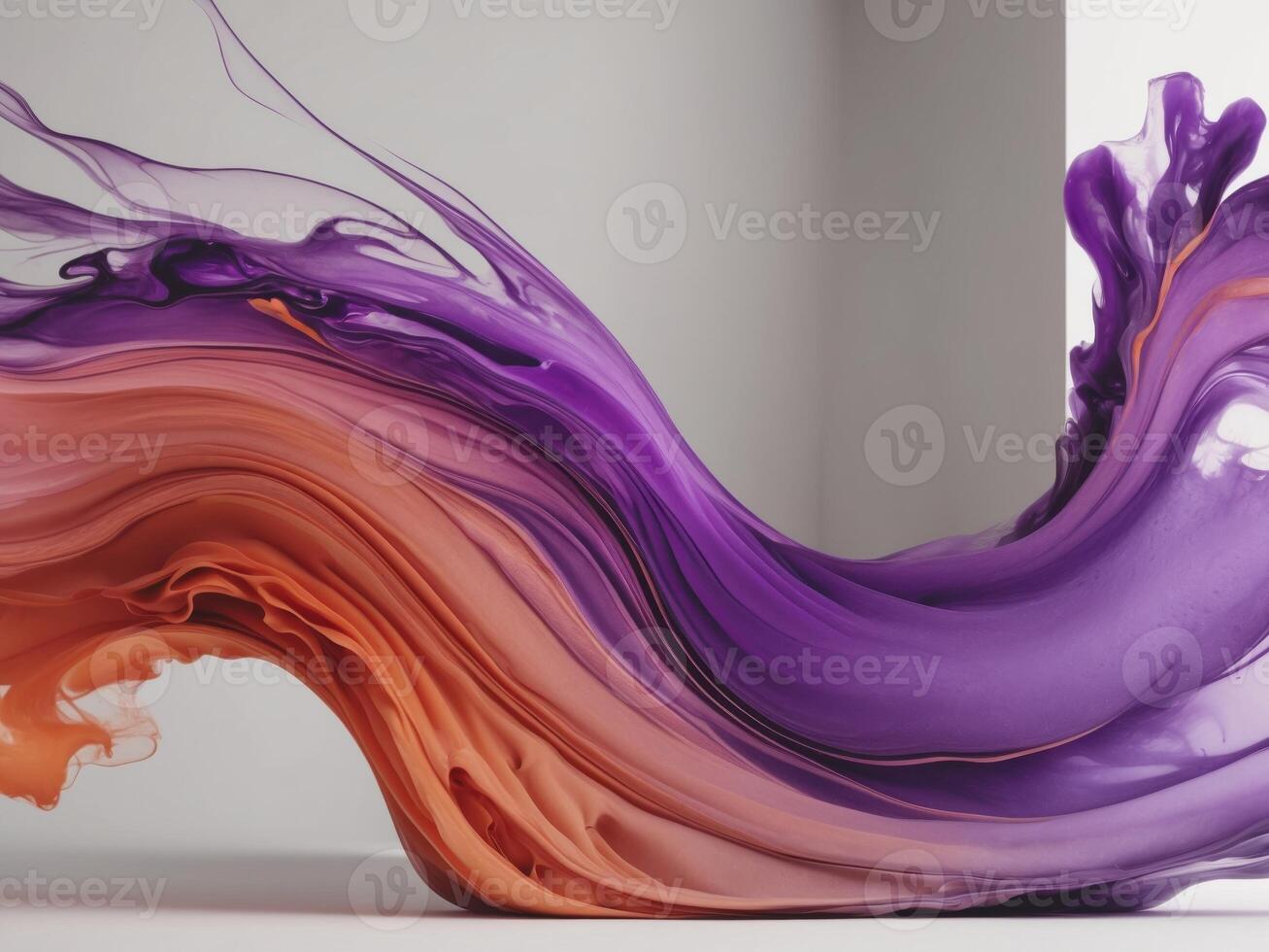 Abstract Fluid Art Background Purple Orange Swirls. photo