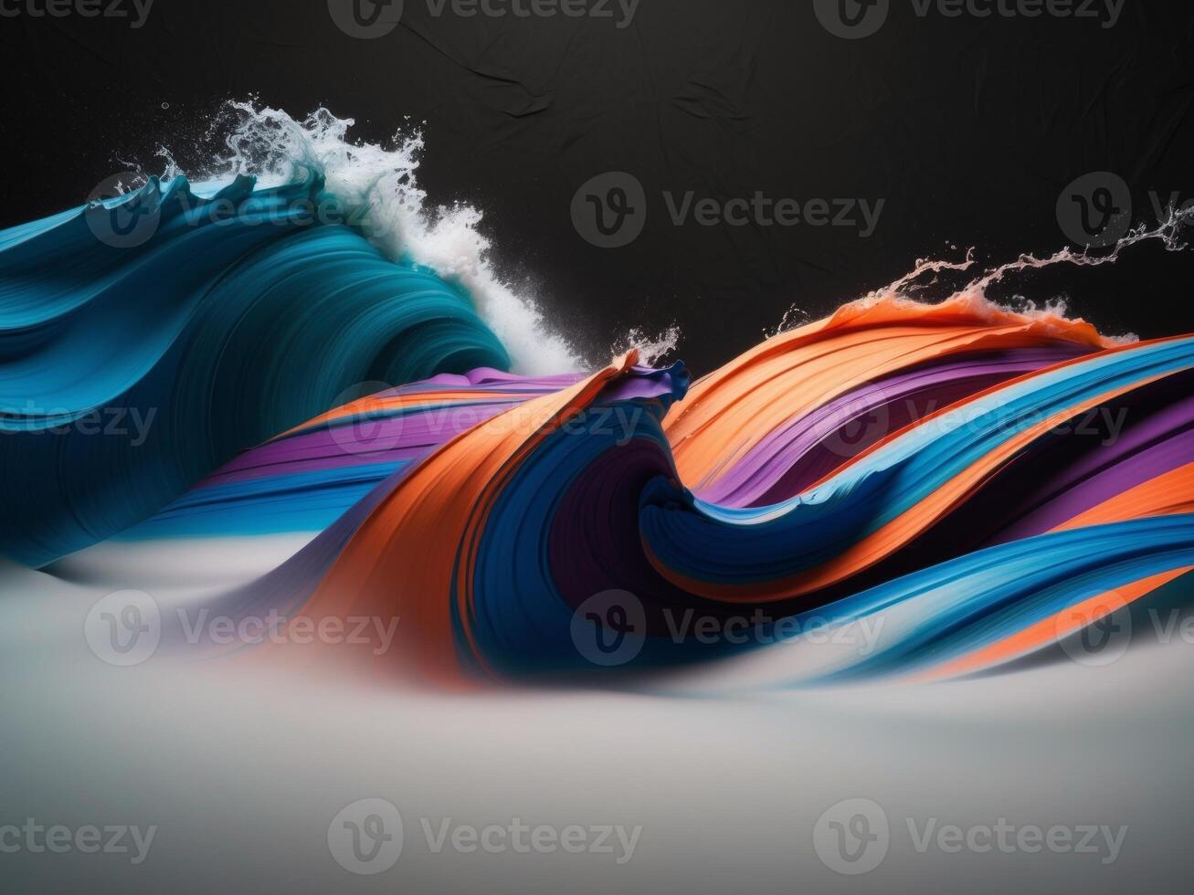 Abstract Colorful Waves Flowing Dynamically Across Dark Background. photo