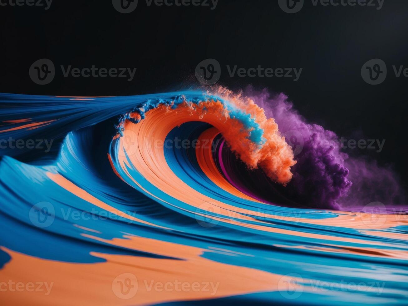 Abstract Colorful Waves Flowing Dynamically Across Dark Background. photo