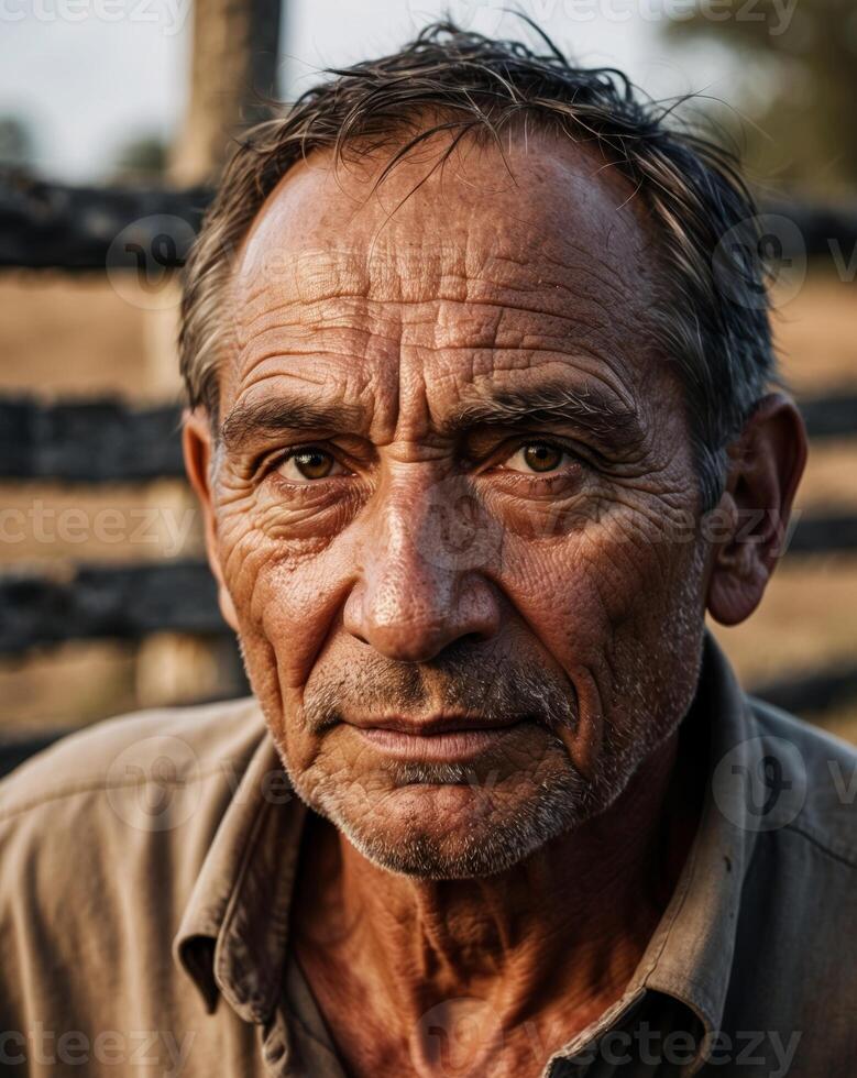 Portrait of an old man in the countryside photo