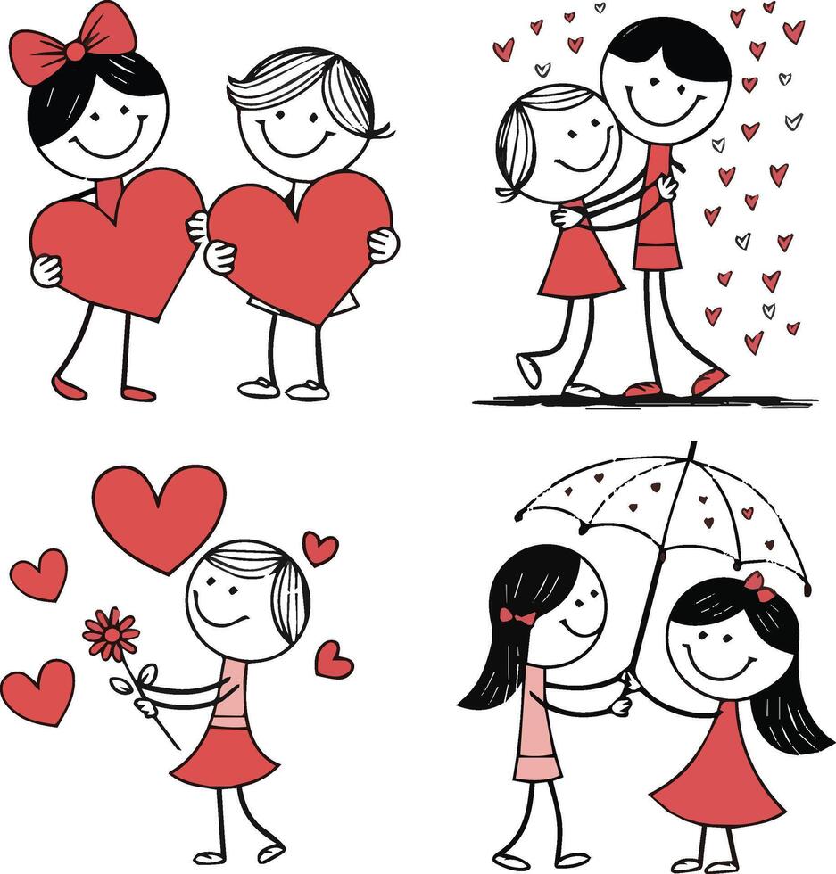 Four cartoon couples vector