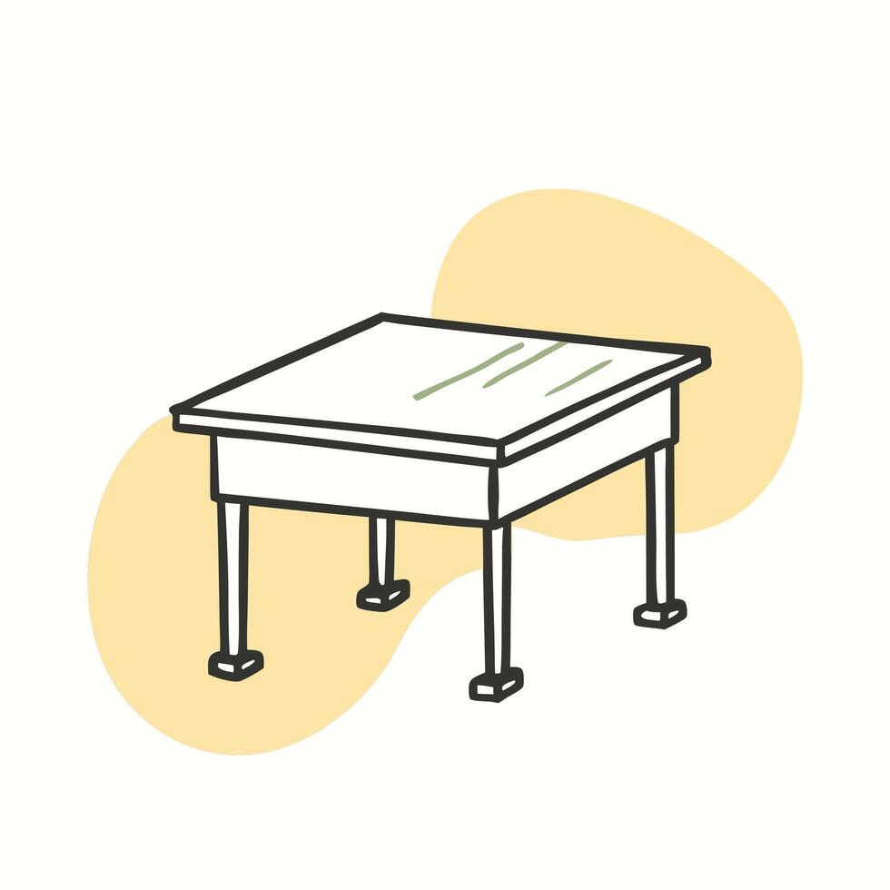 A drawing of a table with legs on it vector