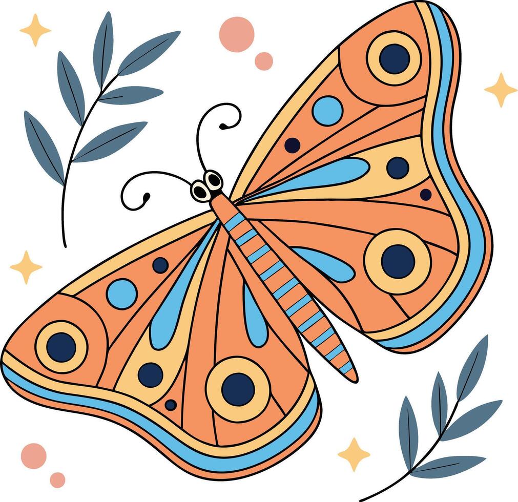 Boho Butterfly moth vector