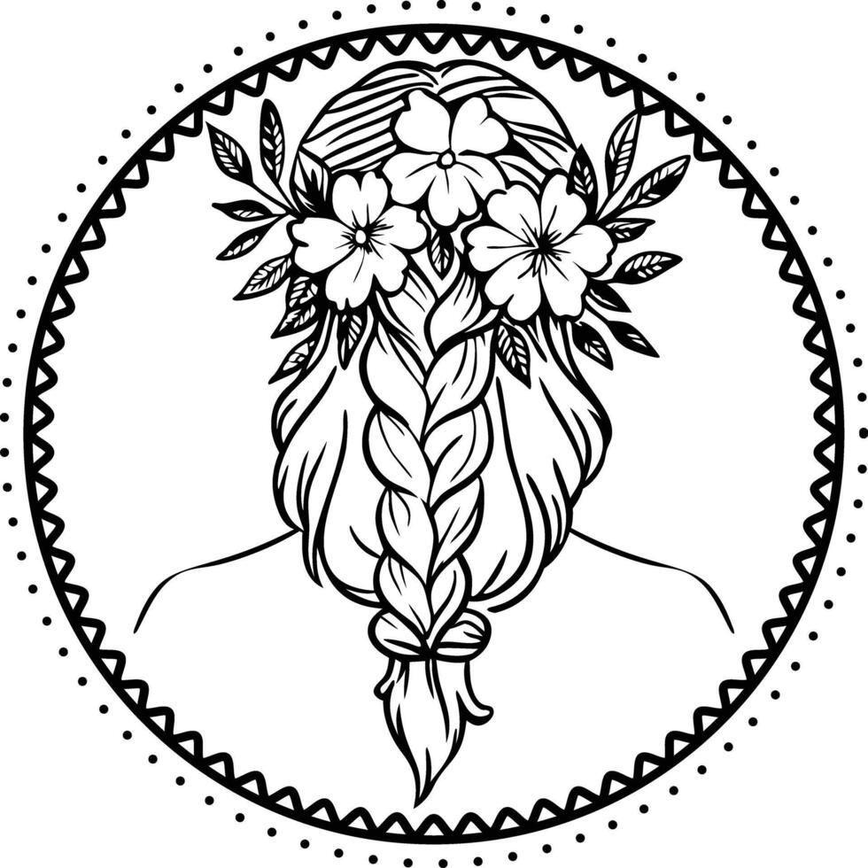 a girl with a braid in her hair vector
