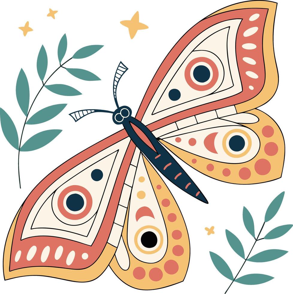 Boho Butterfly isolated on white background vector