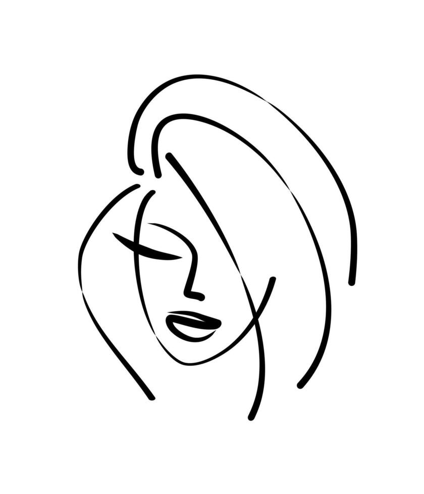 logo face and makeup for beauty salon. hairstyle silhouette stylized. eyelash extensions, beautiful face silhouette. vector
