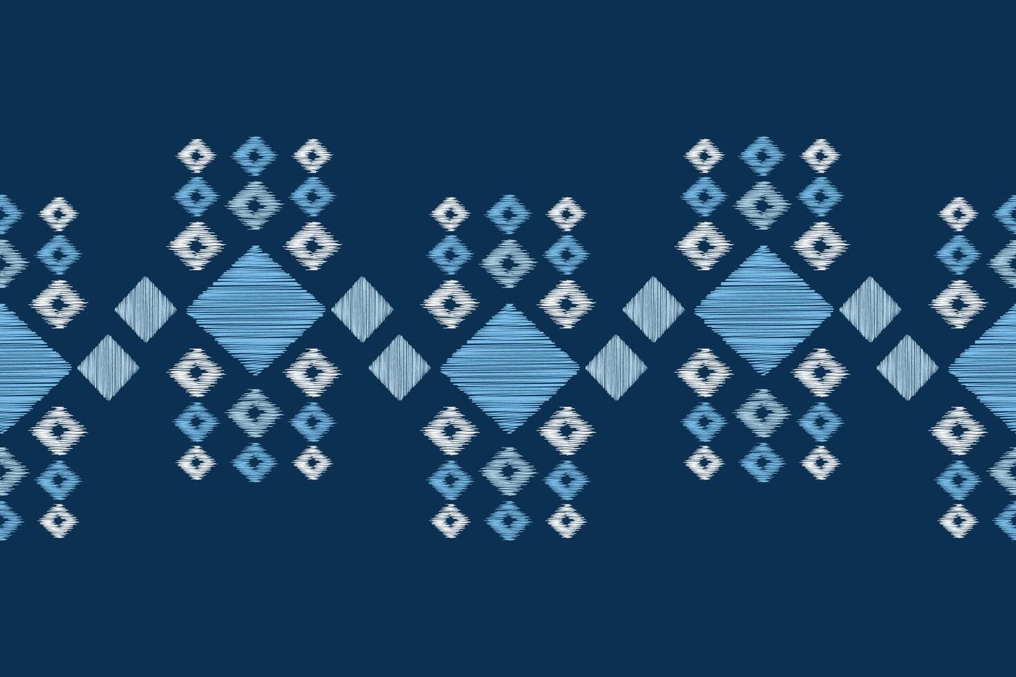 Fabric pattern geomatric ikat pattern ethnic ikat design with blue color background. vector