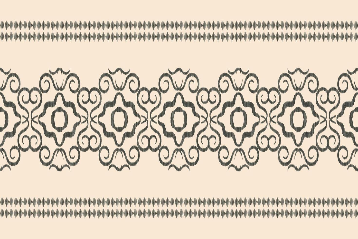 Art of fabric pattern with ethnic pattern color cream background geometric ikat fabric pattern motif design. vector