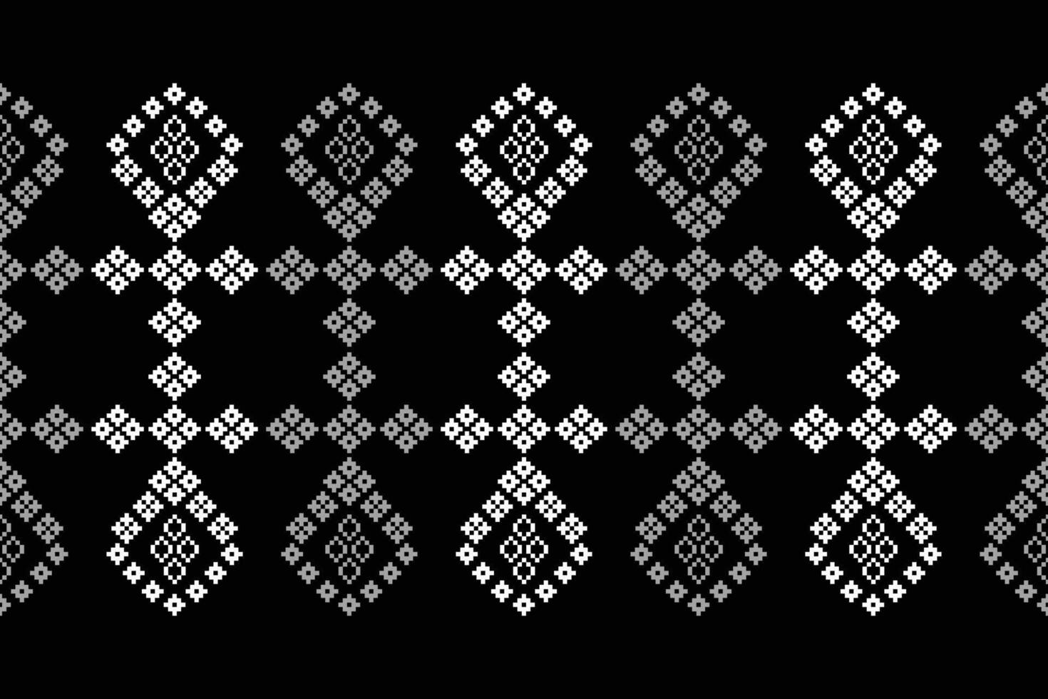 Ethnic pattern motif ornament black color background fabric pattern. vector