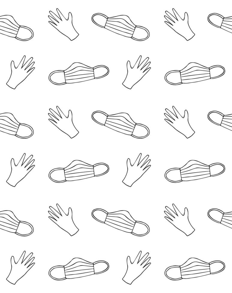 Seamless pattern of face mask and gloves vector