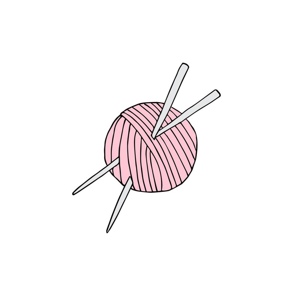 Knitting threads and needle vector