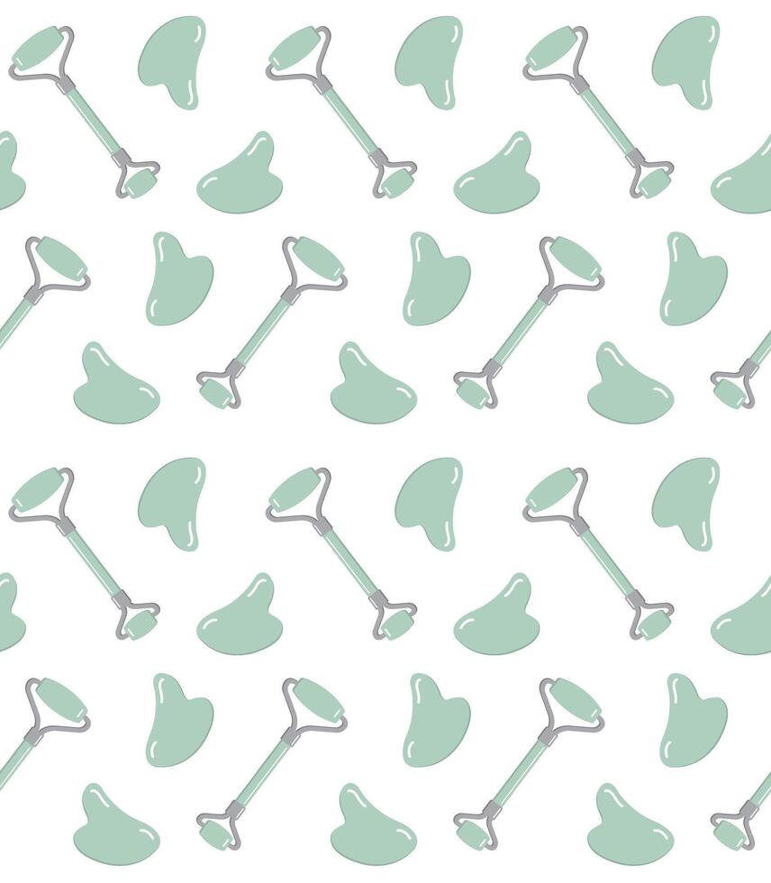 Seamless pattern of face Roller and Gua Sha vector