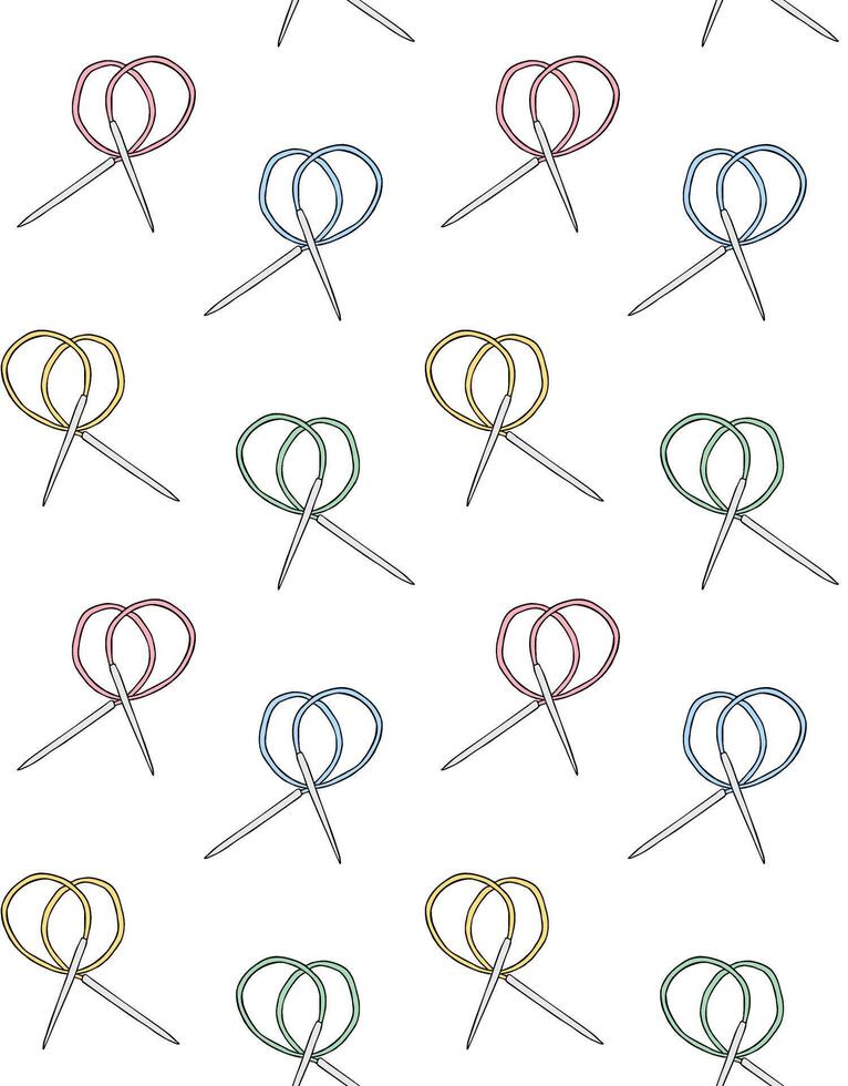 Seamless pattern of sketch knit needle vector