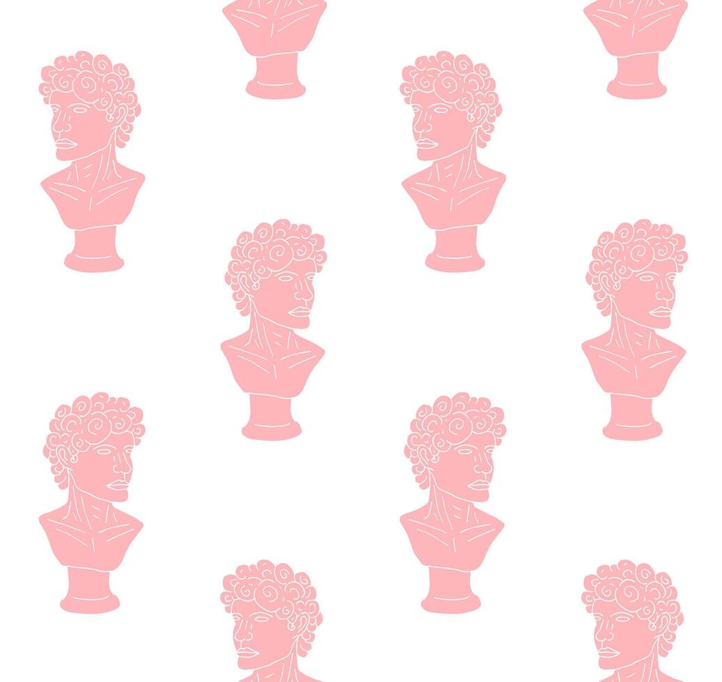 Seamless pattern of antique man bust statue vector
