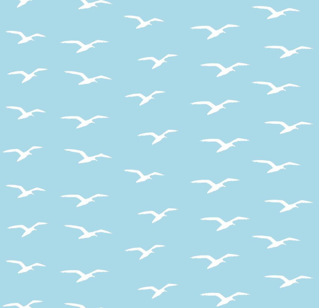 Seamless pattern of seagull birds flock vector