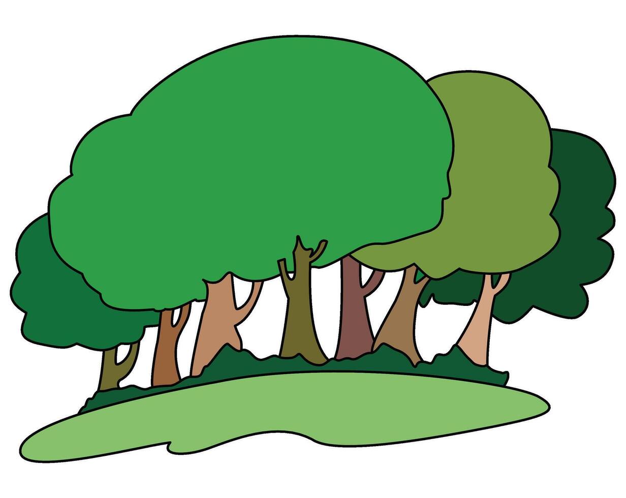 Group of trees on the grass vector