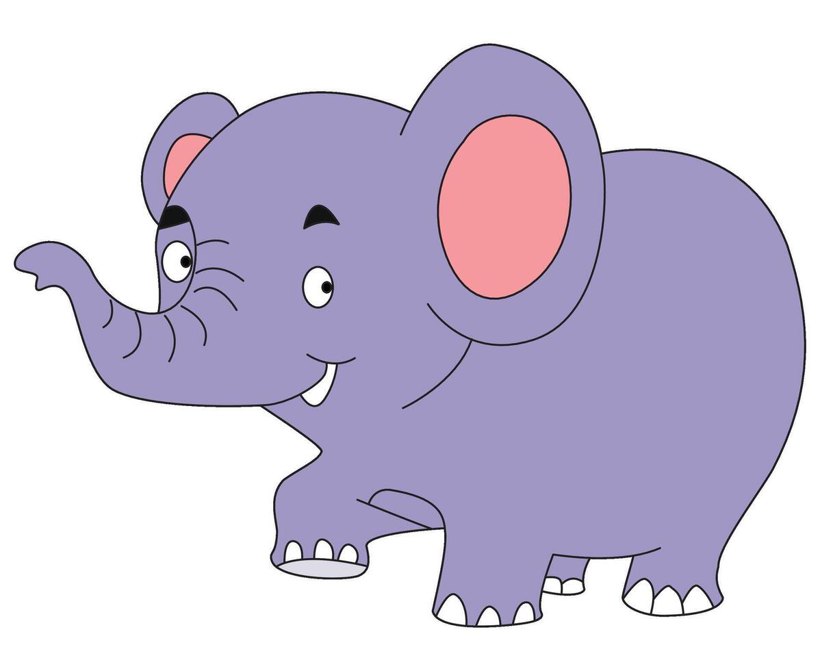 Cute elephant with Animal wildlife flat cartoon vector