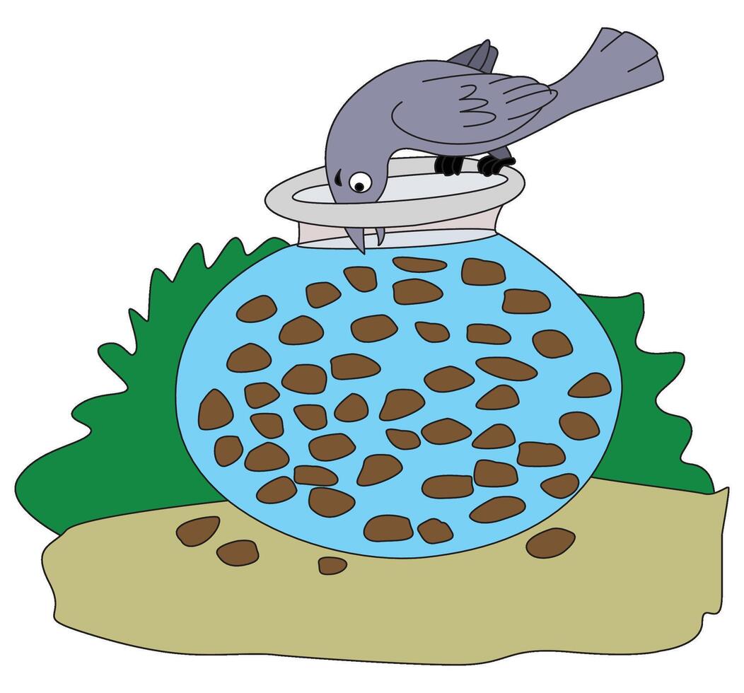 A crow is drinking water from a pot vector