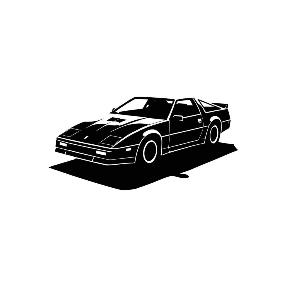 Classic Retro Car Silhouette Minimalistic Black Illustration vector